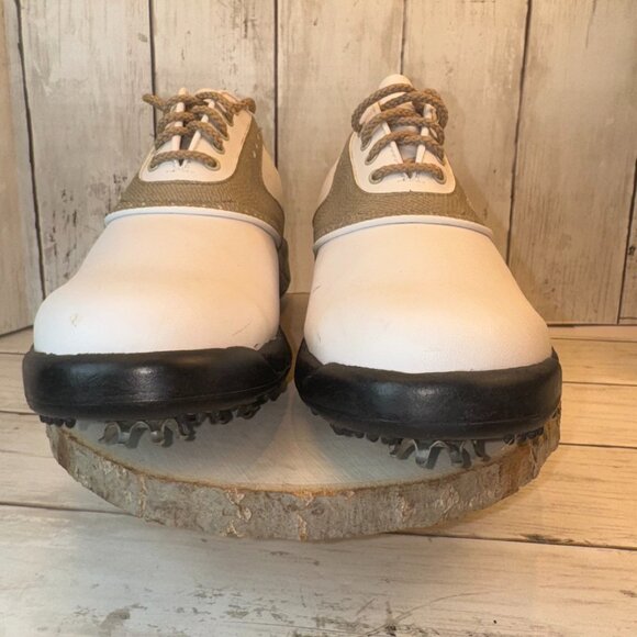 Footjoy Greenjoys Womens Golf Shoes White Beige 48401 Lace Up Spikes Size 8 M - Picture 7 of 11